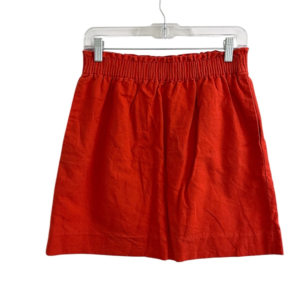J. Crew Women's Size 4 Orange Tropez Linen High Waist Elastic Waist Skirt Lined